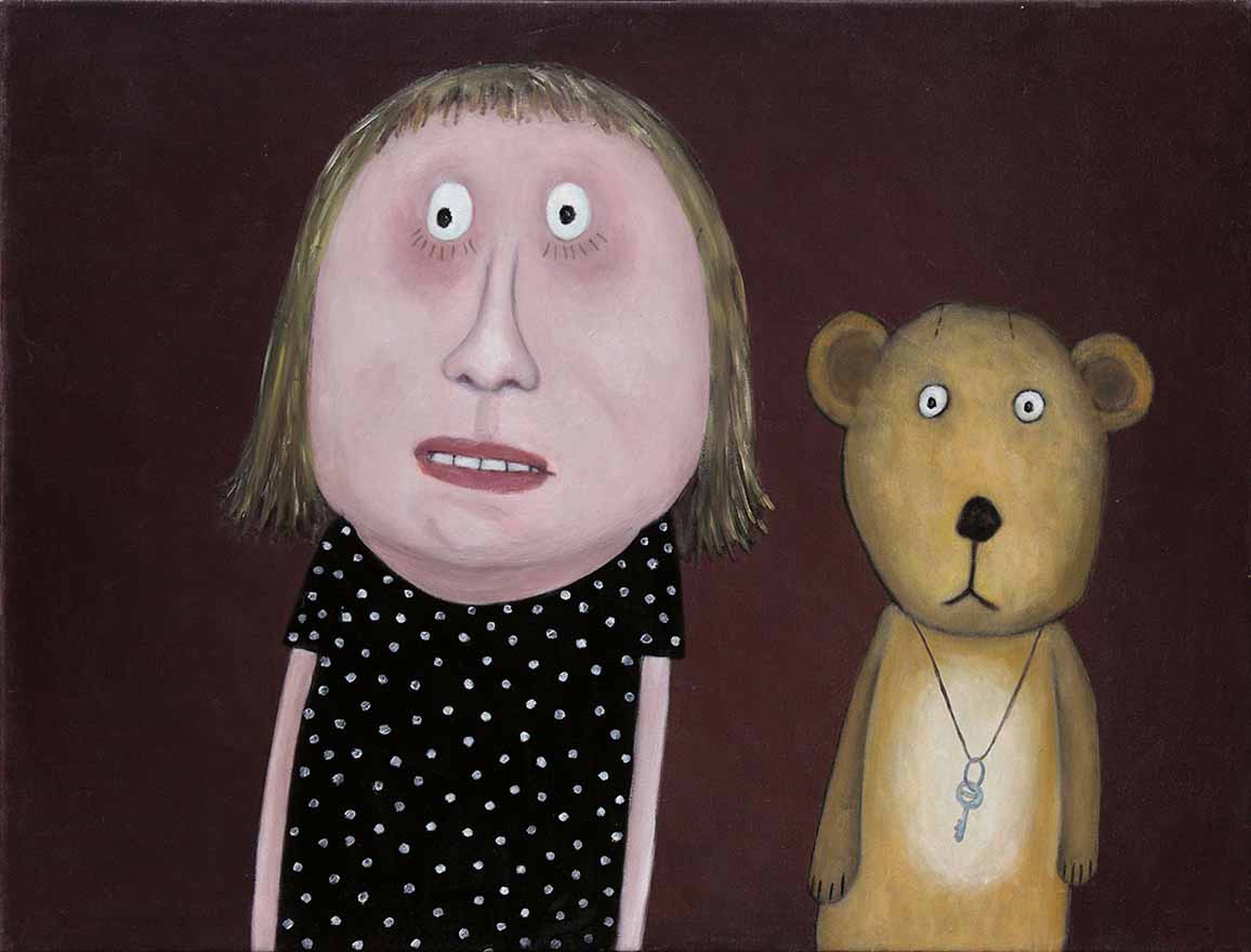Halbportrait mit Teddy